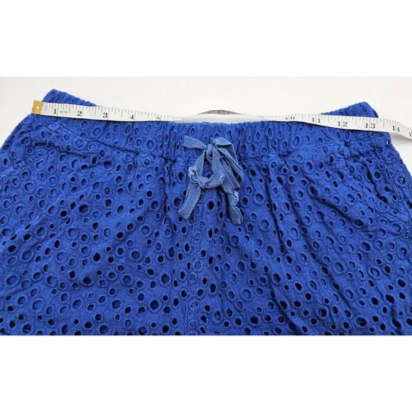En Creme Women's M Blue Circle Eyelet Boutique Casual Coastal Cotton Shorts - Picture 6 of 7
